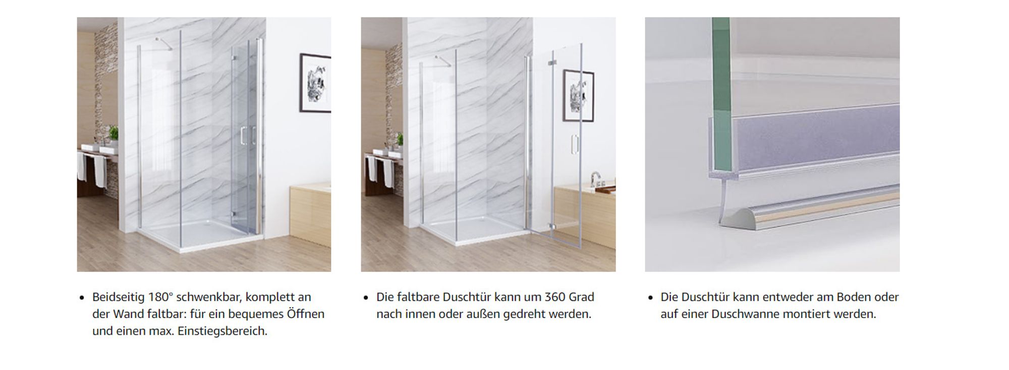 Duschkabine 70x75 cm Eckig Dusche Falttür 70 Seitenwand 75 Duschwand NANO Glas 185cm