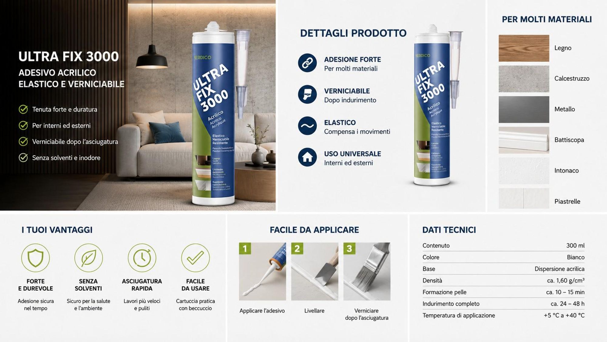 Colla acrilica da montaggio Ultra Fix 3000