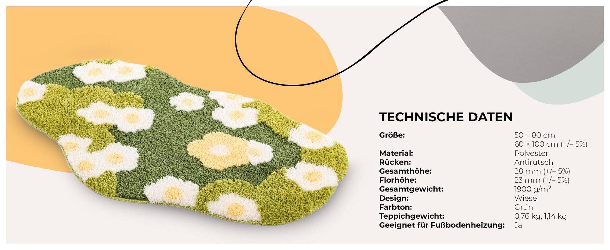 Badteppich, Badematte, Badezimmer, Schlafzimmer, Kinderzimmer, Teppich, Grün, Maschinenwaschbar