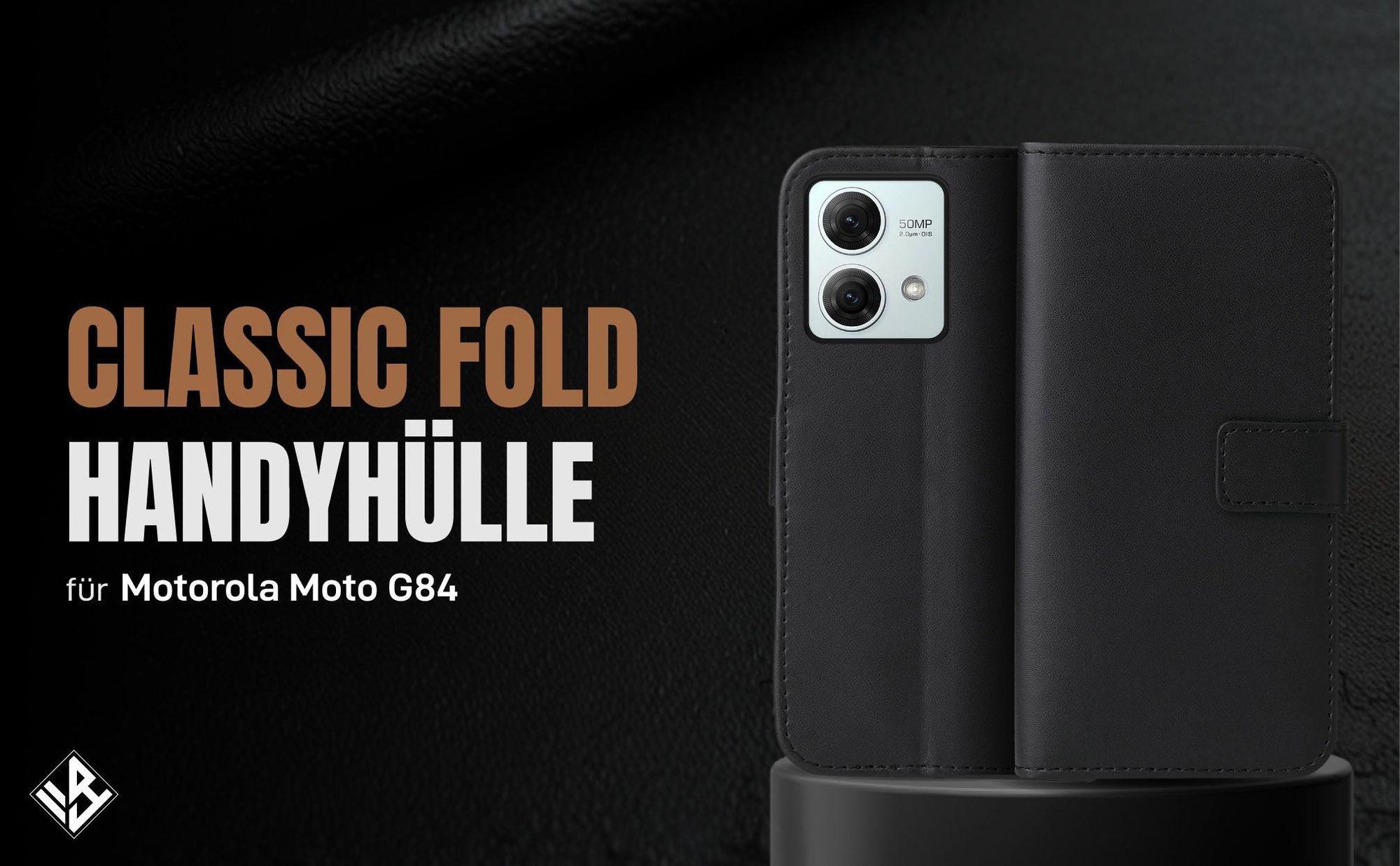 Schwarze Klapphülle für Motorola Moto G84 mit Wallet-Funktion