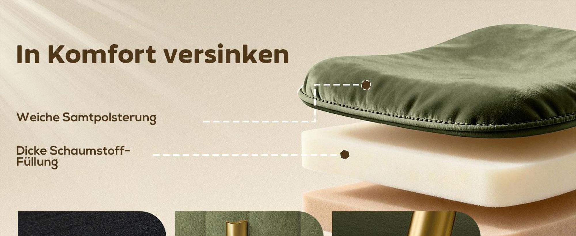 HOMCOM Sitzbank mit Stauraum Polsterbank mit Samtoptik, Metallbeine, Grün