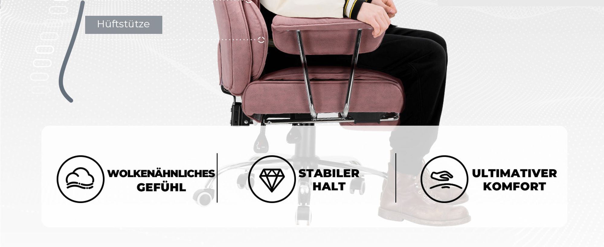 GTPLAYER Gaming Stuhl, Gamer Stuhl, Ergonomischer Bürostuhl mit Fußstütze verstellbare Lenden und Kopfkissen, Gaming Chair Gepolstert, Gaming Sessel