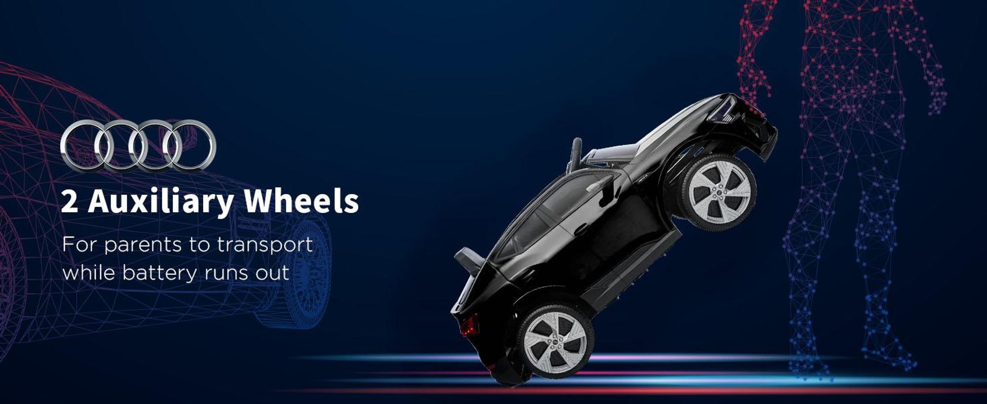 HOMCOM Elektryczny samochodzik dla dzieci, 12 V Audi E-tron z pilotem, pasem bezpieczeństwa, muzyką (MP3/USB/TF), jeździk dla dzieci w wieku 3-5 lat, 3-5 km/h, czarny