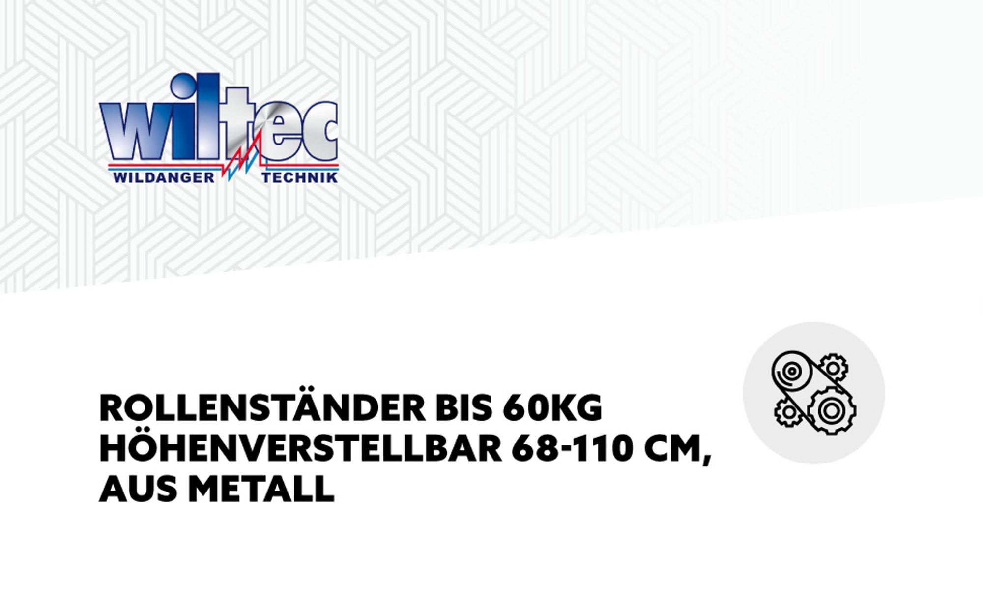 Wiltec Rollenständer bis 60 kg, Rollenbock höhenverstellbar 68-110 cm, aus Metall für Materialzuführung, Rollbock Stützbock Unterstellbock