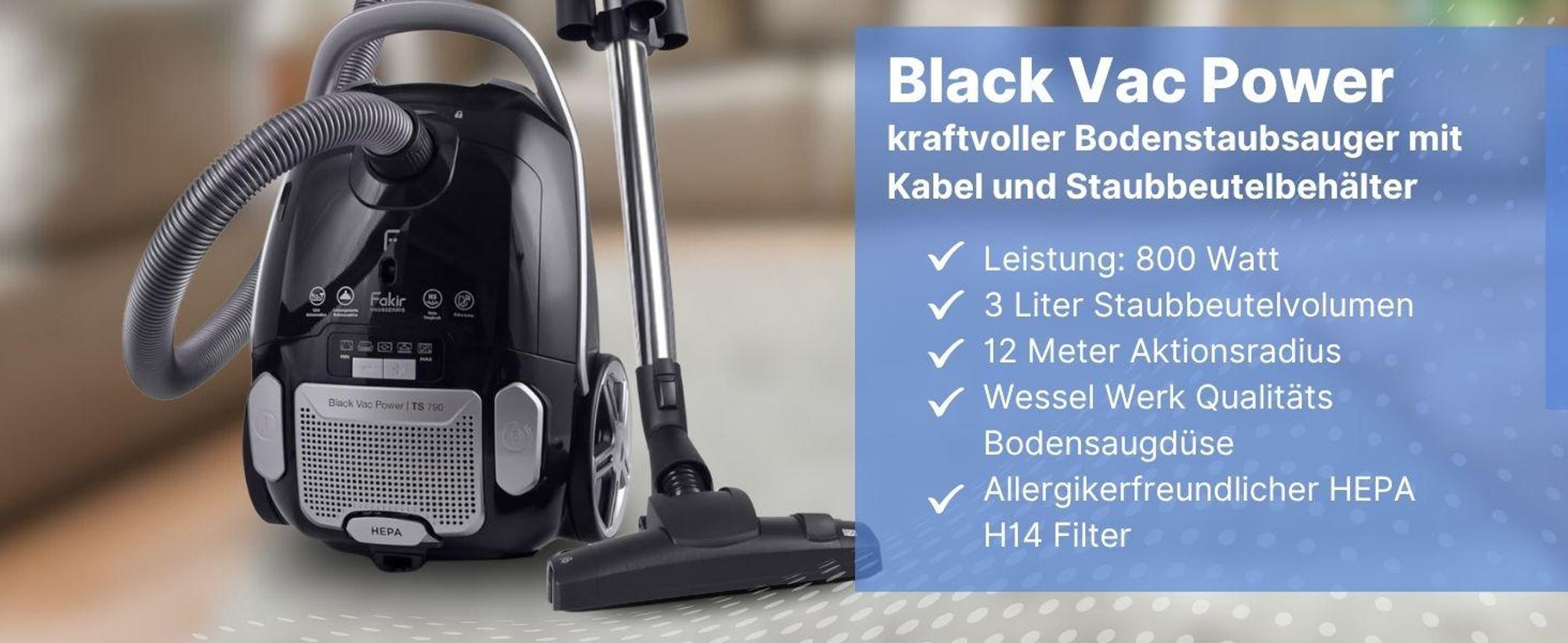 Fakir Black Vac Power TS 790 sw/si Bodenstaubsauger
