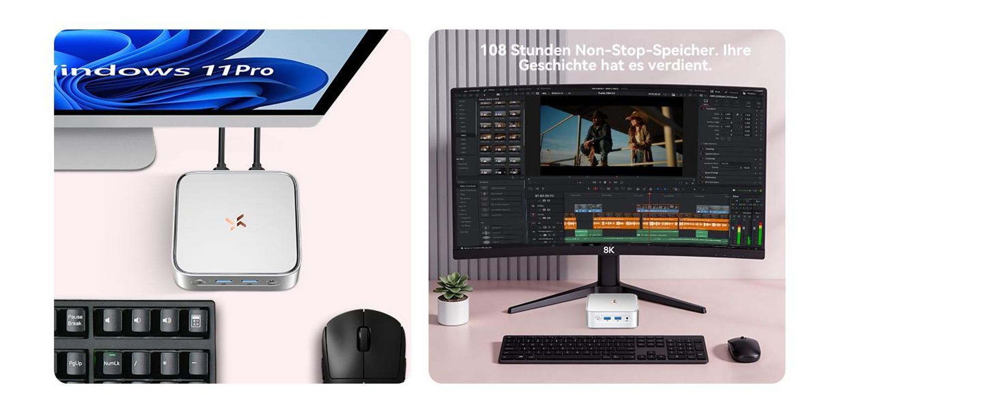 Blackview Huidun H80 MiniPC Desktop PC, AMD Ryzen 5 3500U, 16GB DDR4, 512GB SSD, Dual-Gigabit-LAN, Dual-4K-Ausgang, VESA-Montage,  inkl Monitor