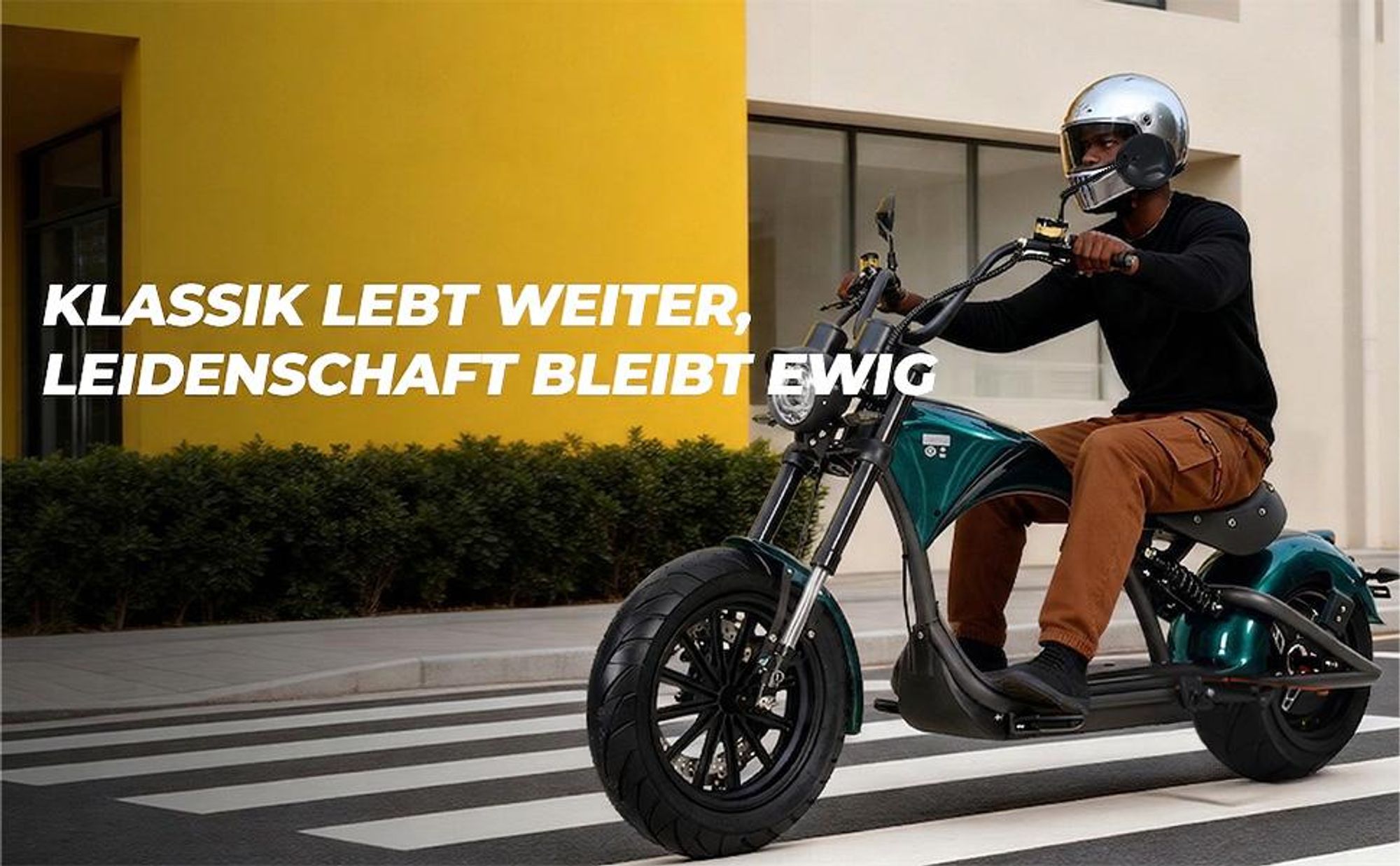 M1P E-Chopper Elektro-Kleinkraftrad 45 km/h, 2000W, 60V 30Ah Lithium-Akku, 80 km Reichweite, Hydraulikbremsen, Federung, abnehmbarer Akku, 200 kg