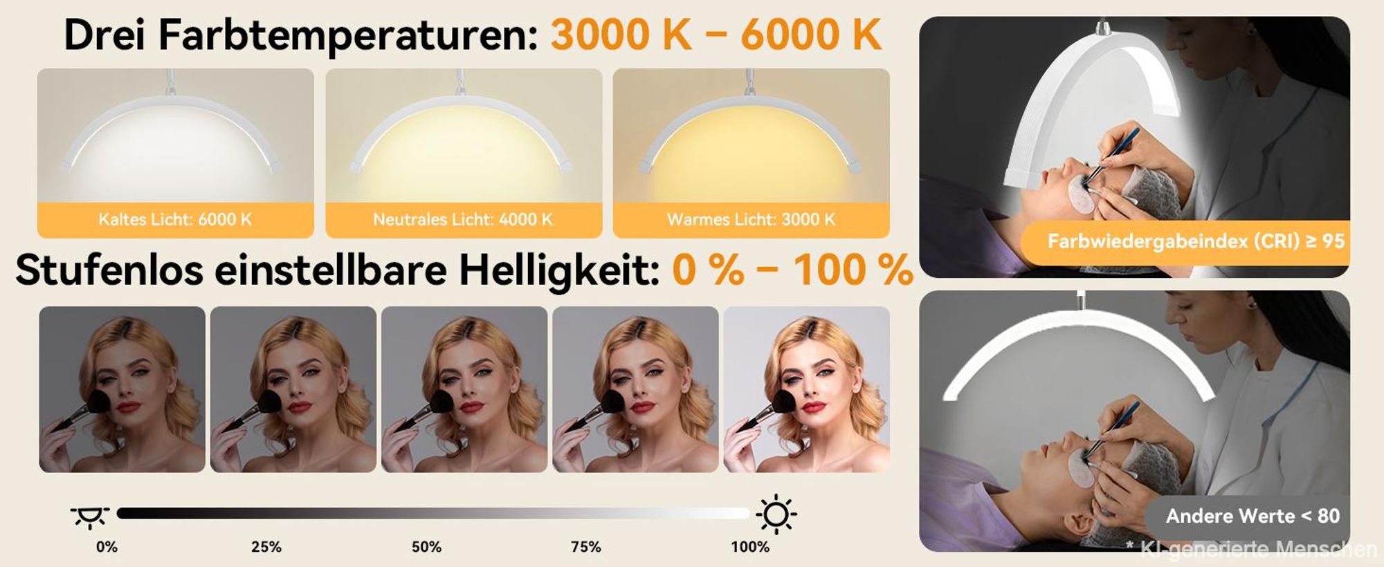 Puluomis LED Beauty Stehlampe, Höhenverstellbare Lampe mit Fernbedienung, 3 Farbtemperaturen & Stufenlos Dimmer, 320° Schwanenhals Wimpernverlängerung