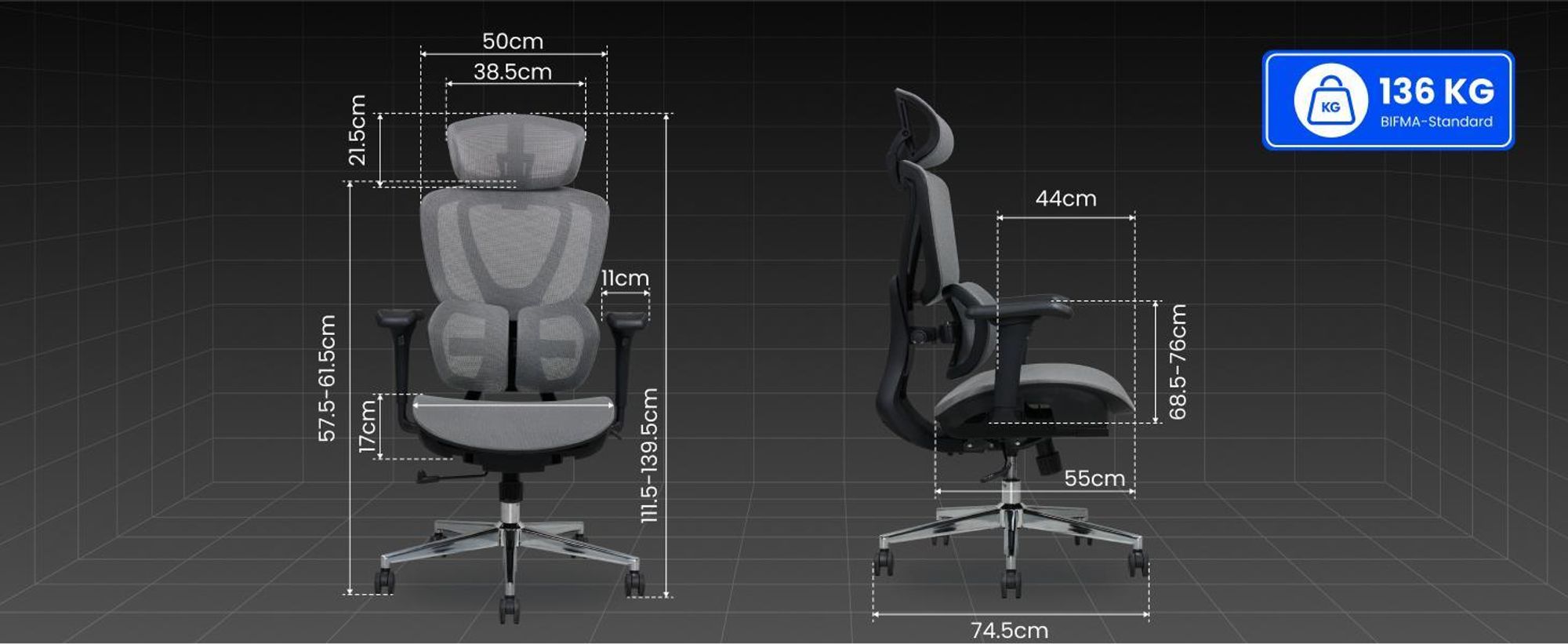 FLEXISPOT Sentinel Ergonomischer Bürostuhl mit Dual-Wing Lendenstütze, 3D-Kopfstütze, 3D-Armlehnen, verstellbarer Sitztiefe & Rückenlehne (Schwarz)