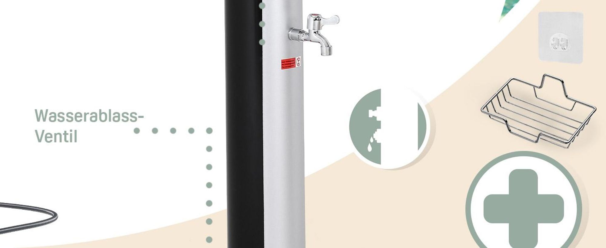MONZANA Solardusche 35L für Garten, 216 cm hoch, UV-beständig, schwenkbarer Duschkopf & Wasserhahn