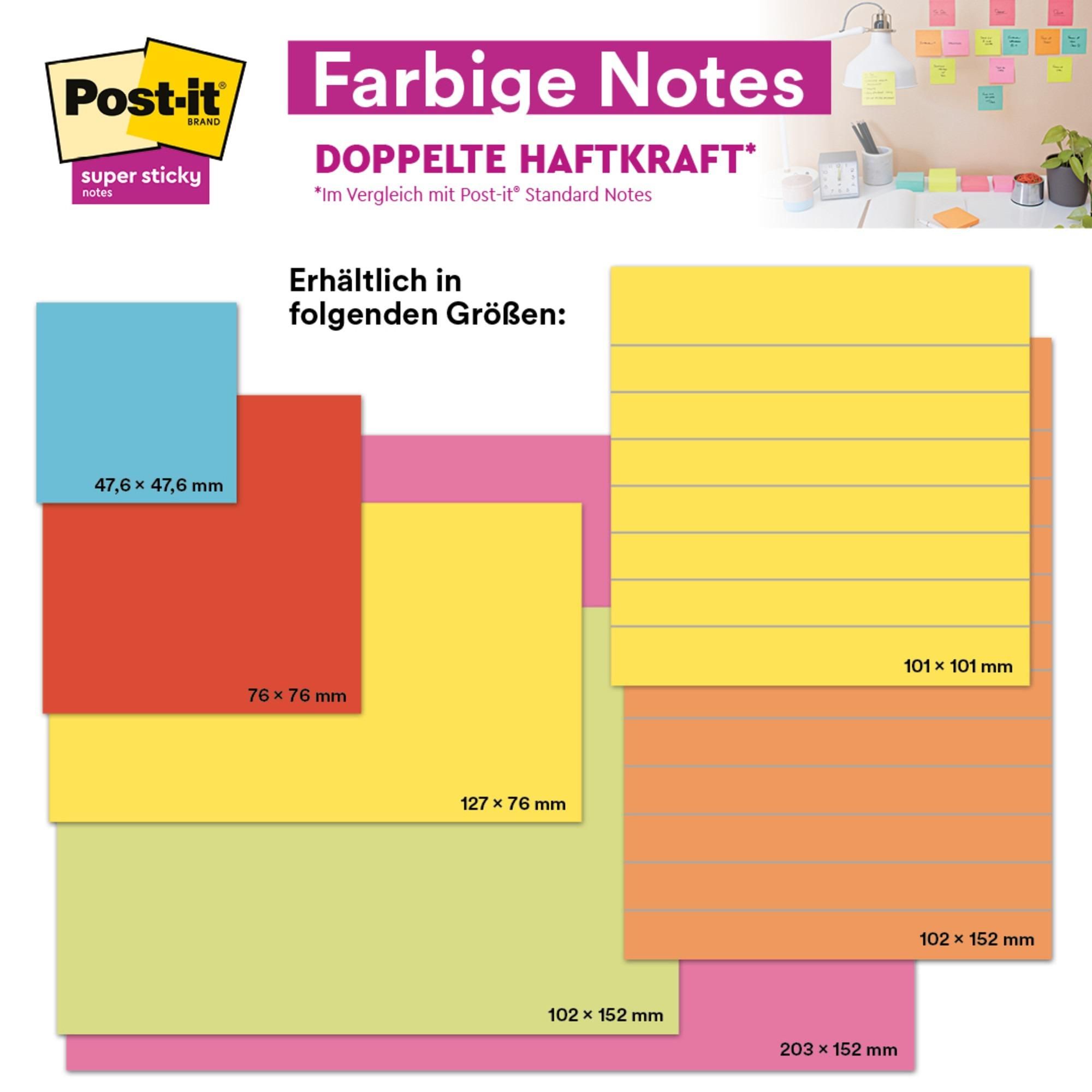 Post-it® Super Sticky Notes Großformat Boost Collection Haftnotizen 101x152mm