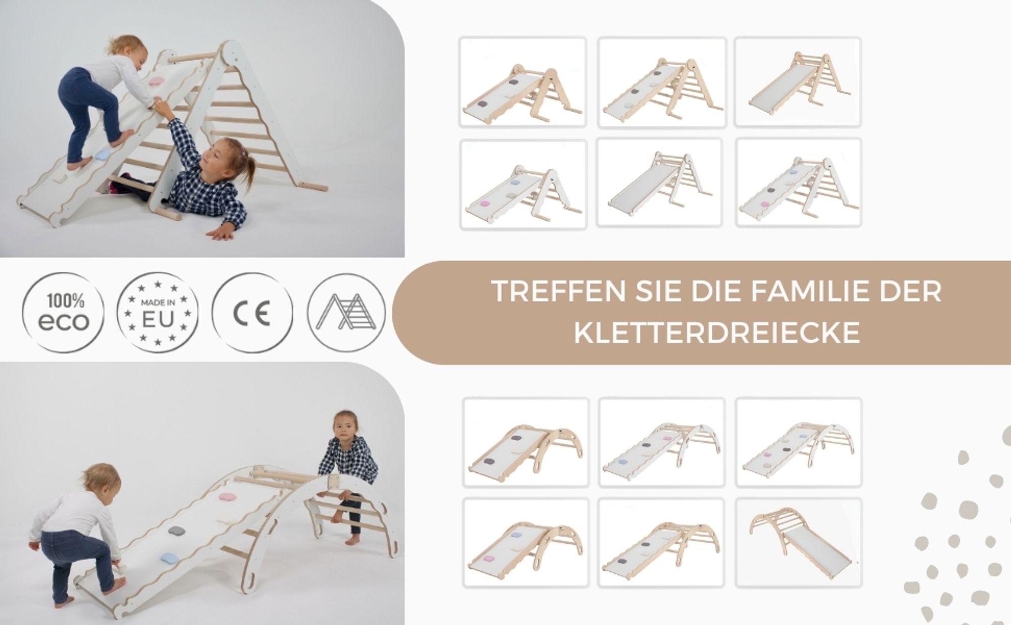 MAMOI® Kletterbogen mit rutsche, Kletterdreieck, Baby klettern, Regenbogenwippe aus holz, Holzbogen für Kinder, Rutschbrett für spielplatz, Kletterger