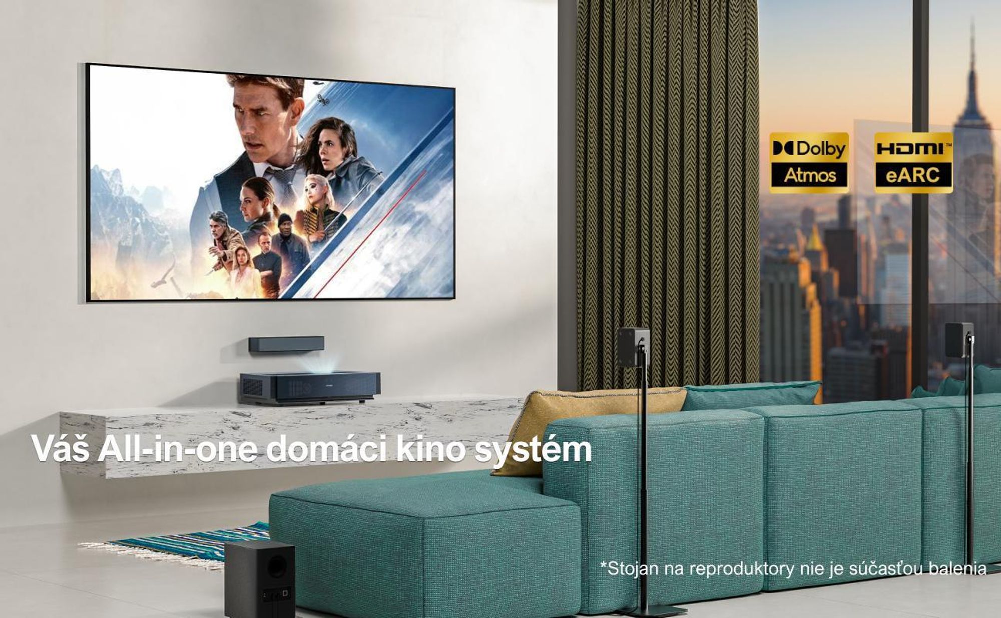 Soundbar ULTIMEA 5.1 s technológiou Dolby Atmos, 3D priestorový zvukový systém so subwooferom, 2 zadné reproduktory, soundbar 5.3 Bluetooth s nastaviteľnými basmi