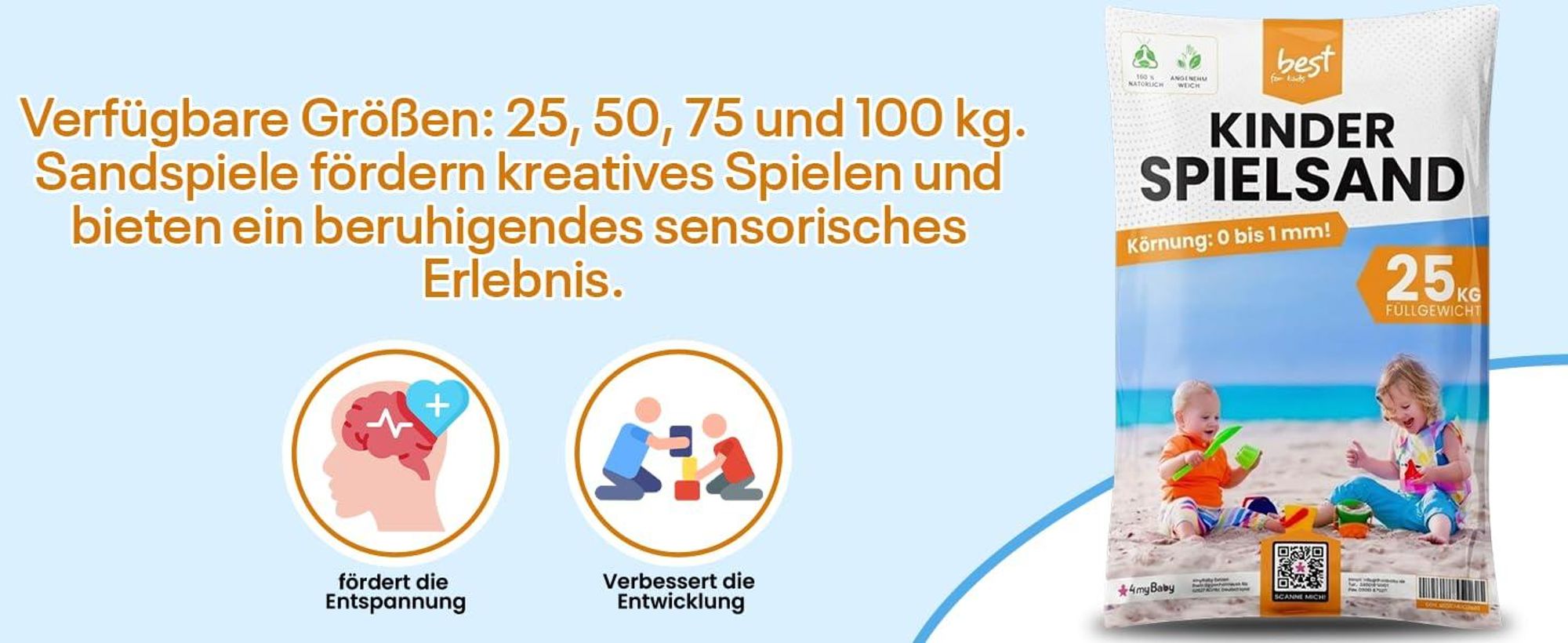 4myBaby GmbH - Spielsand 25kg | Quarz Sand für Sandkasten | Kinder Spielsand | Dekosand | Spiel sand für Sand kasten | Sandkasten Sand | Gewaschener