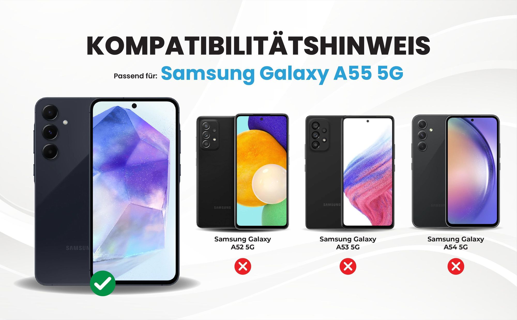 Kompatibilitätshinweise Hülle für Samsung Galaxy A55 5G