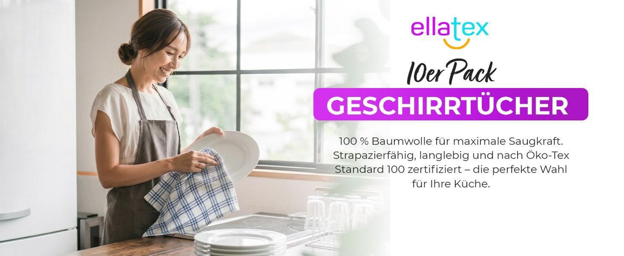EllaTex 10er Pack Geschirrtücher Geschirrhandtücher 50x70 cm 100% Baumwolle Küchentücher Set saugstark Farbe: Royalblau