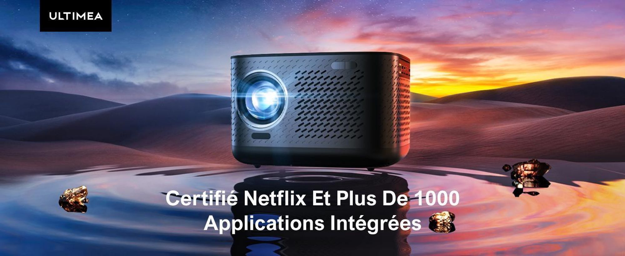 Projecteur ULTIMEA 4K Home Cinema Supporté, Projecteur Netflix, 700 ANSI-Lumen, Dolby Audio, Ajustement de l'écran & évitement d'objet