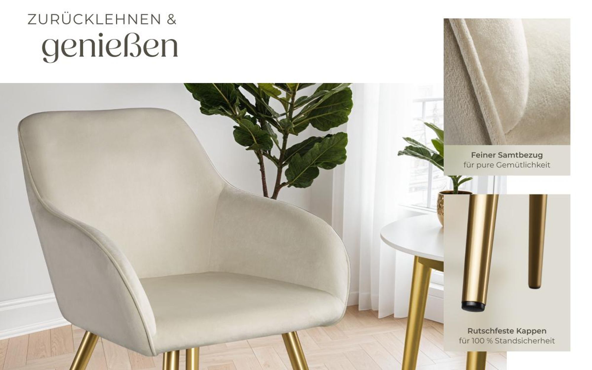 tectake® Esszimmerstuhl Marilyn gepolstert, in Samtoptik 58 x 62 x 82 cm