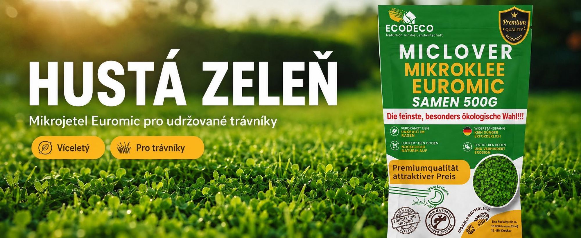 EcoDeco mikrokonóice Euromic MicLover 0,5 kg, kvalifikovaná osiva C/1 pro hustý trávník