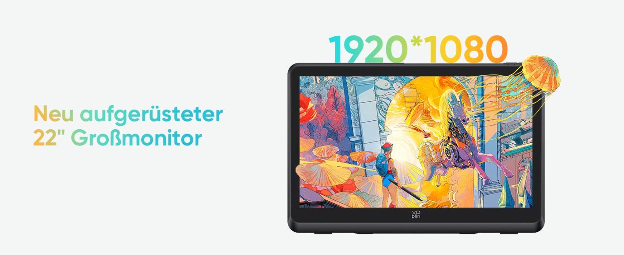 XPPen Artist 22 Plus Grafiktablett mit Display 21,5 Zoll Pen Display, X3 Pro Stift mit 16K Druckstufen, für Bild- und Videobearbeitung