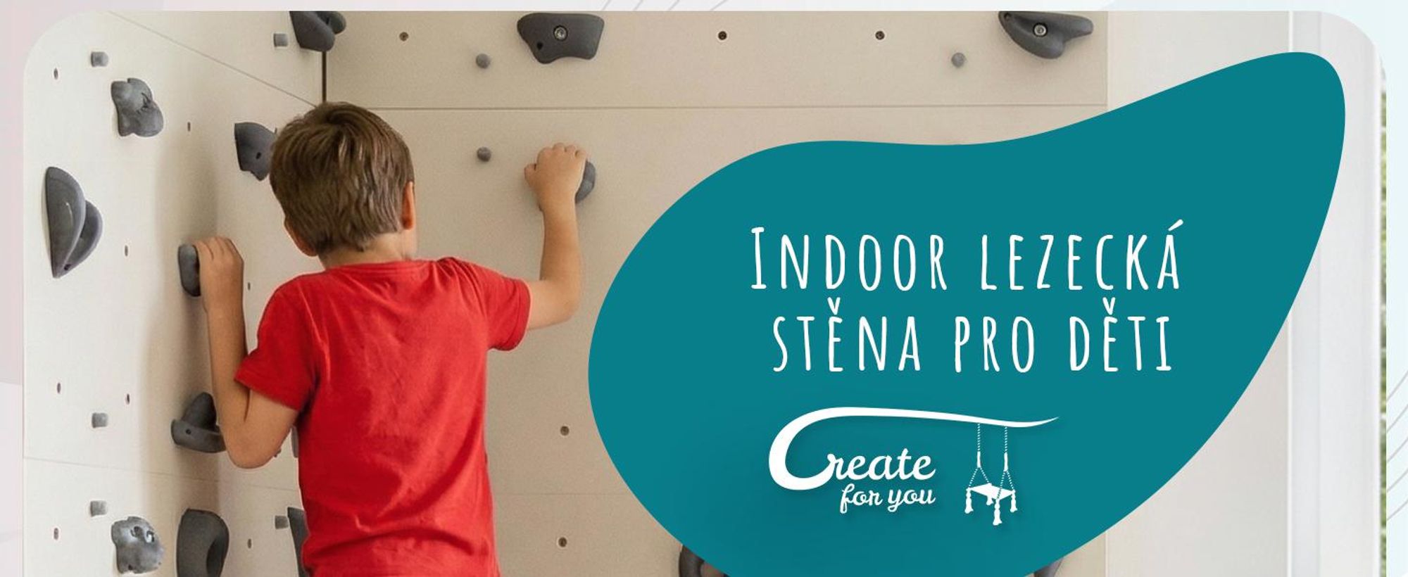 Create for you® – Lezecká stěna, 100x50 cm, 5 šedých úchytů, Domácí Lezení, Fitness Vybavení na Doma, Pohybová Zábava pro Děti