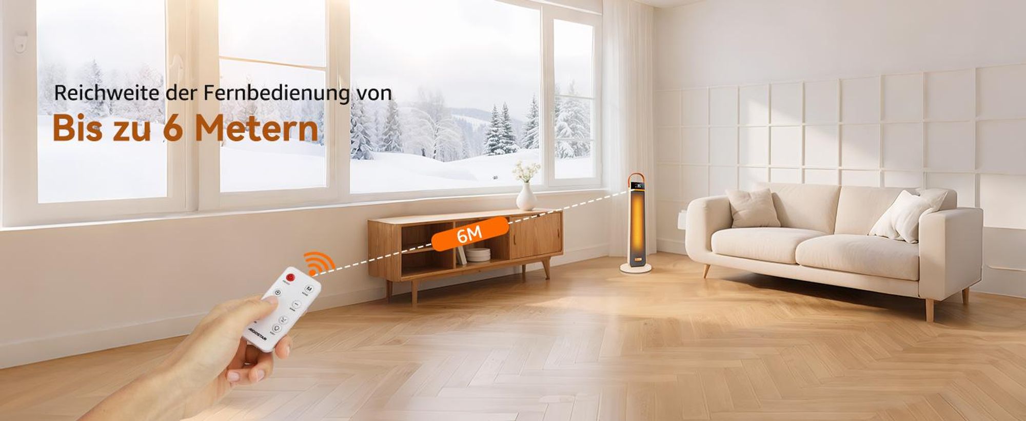 Aigostar 2000W PTC Keramik-Heizlüfter: Energiesparend, Fernbedienung, ECO-Modus, 24H-Timer, 75°-Oszillation, Schutzfunktionen, Weiß