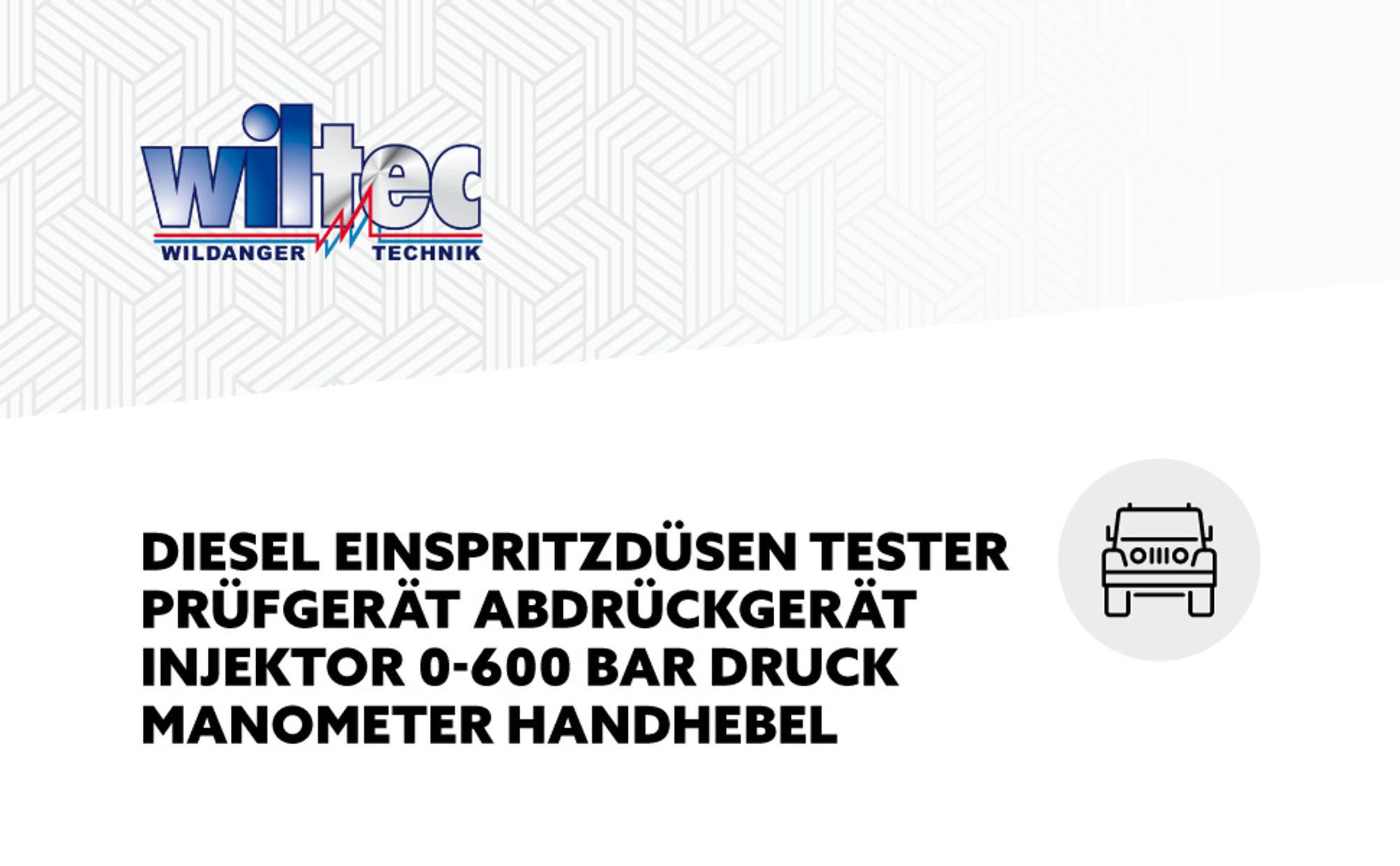 Wiltec Diesel Einspritzdüsen Tester 160 x 100 x 380 mm mit Manometer 0-600 bar Druck, Injektor Prüfgerät mit Handhebel für verschiedene Tests und Prüfungen