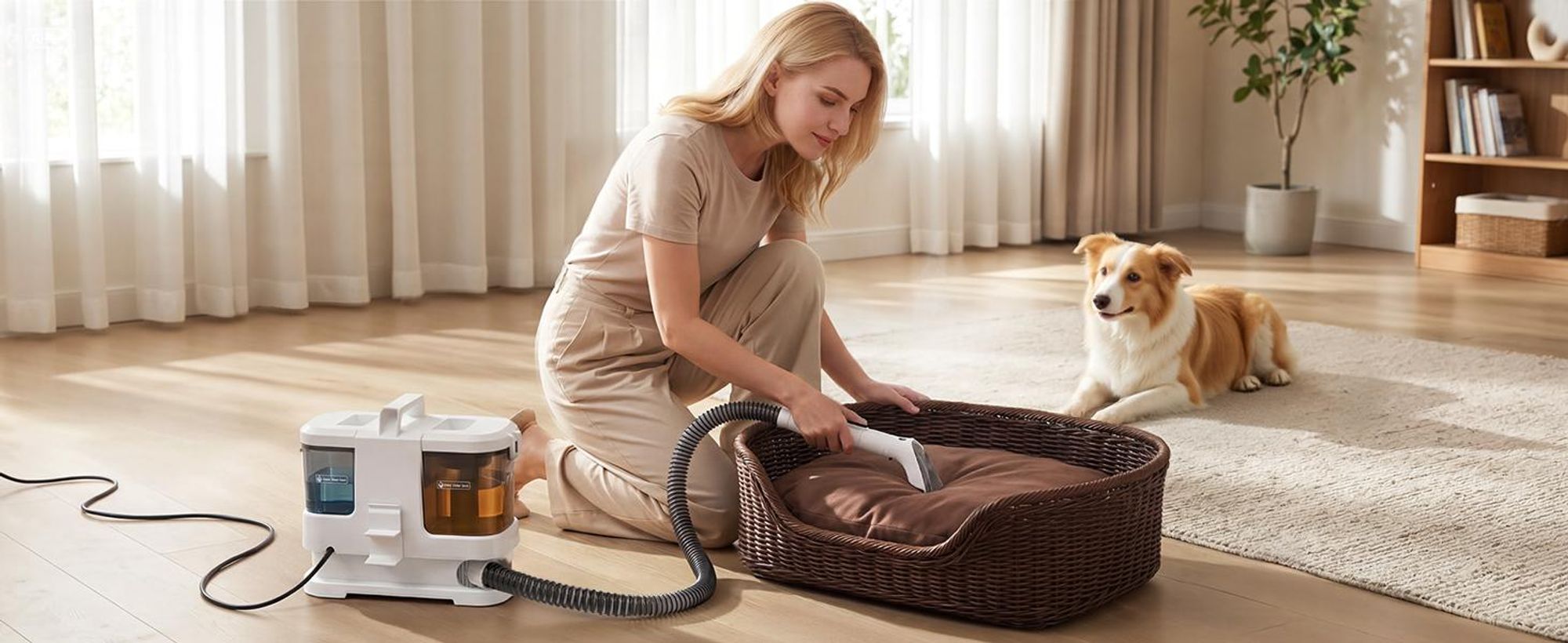 Lubluelu V2 Teppichreinigungsgerät Teppichreiniger Waschsauger Fleckenreiniger 600 W, 16000pa Saugkraft, für Sofas, Teppiche, Autositze inkl. Zubehör