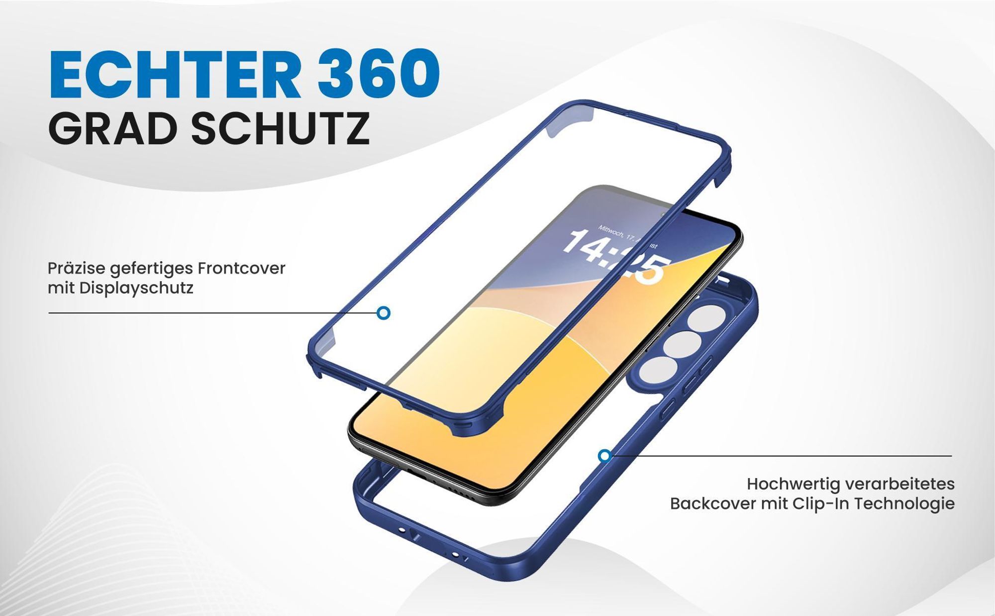 Blaues 360 Grad Case für Samsung Galaxy A57 5G mit Schutz von beiden Seiten