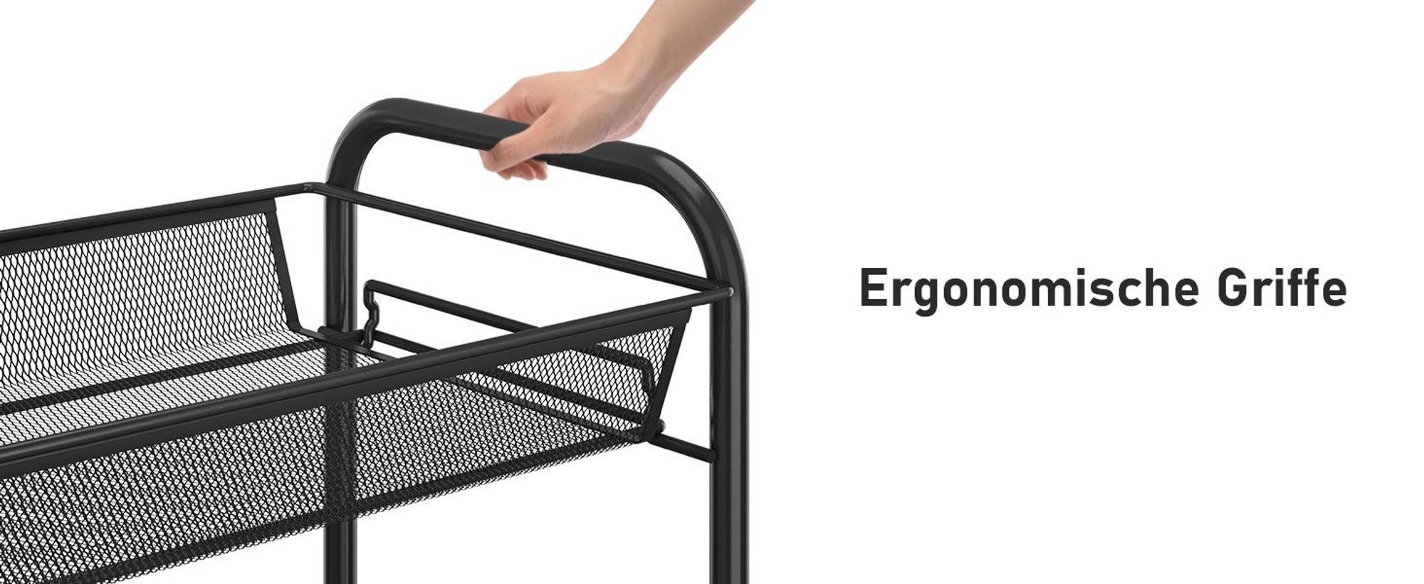 Servierwagen, Beistellwagen, Multifunktionaler Rollwagen, Küchewagen, Lagerwagen für Küche, Badezimmer, Schlafzimmer, Büro