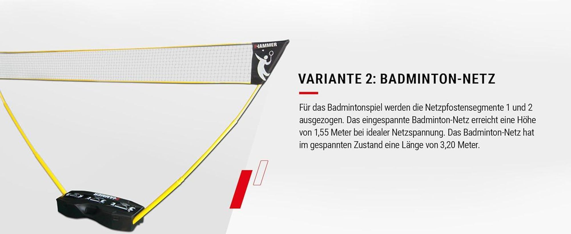 HAMMER 3 in 1 Set für Volleyball, Badminton & Tennis, mobil mit Tragekoffer