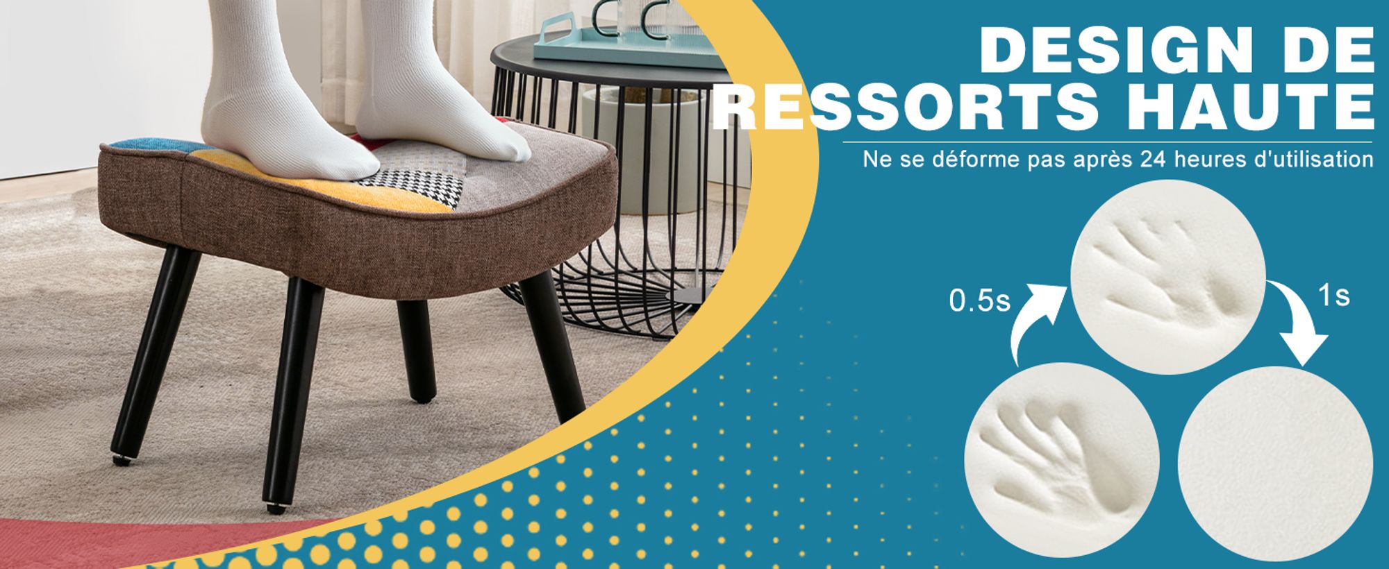 Hocker für Loungesessel Patchwork Sessel Ohrensessel Schaukelstuhl Wohnzimmer Schminktisch
