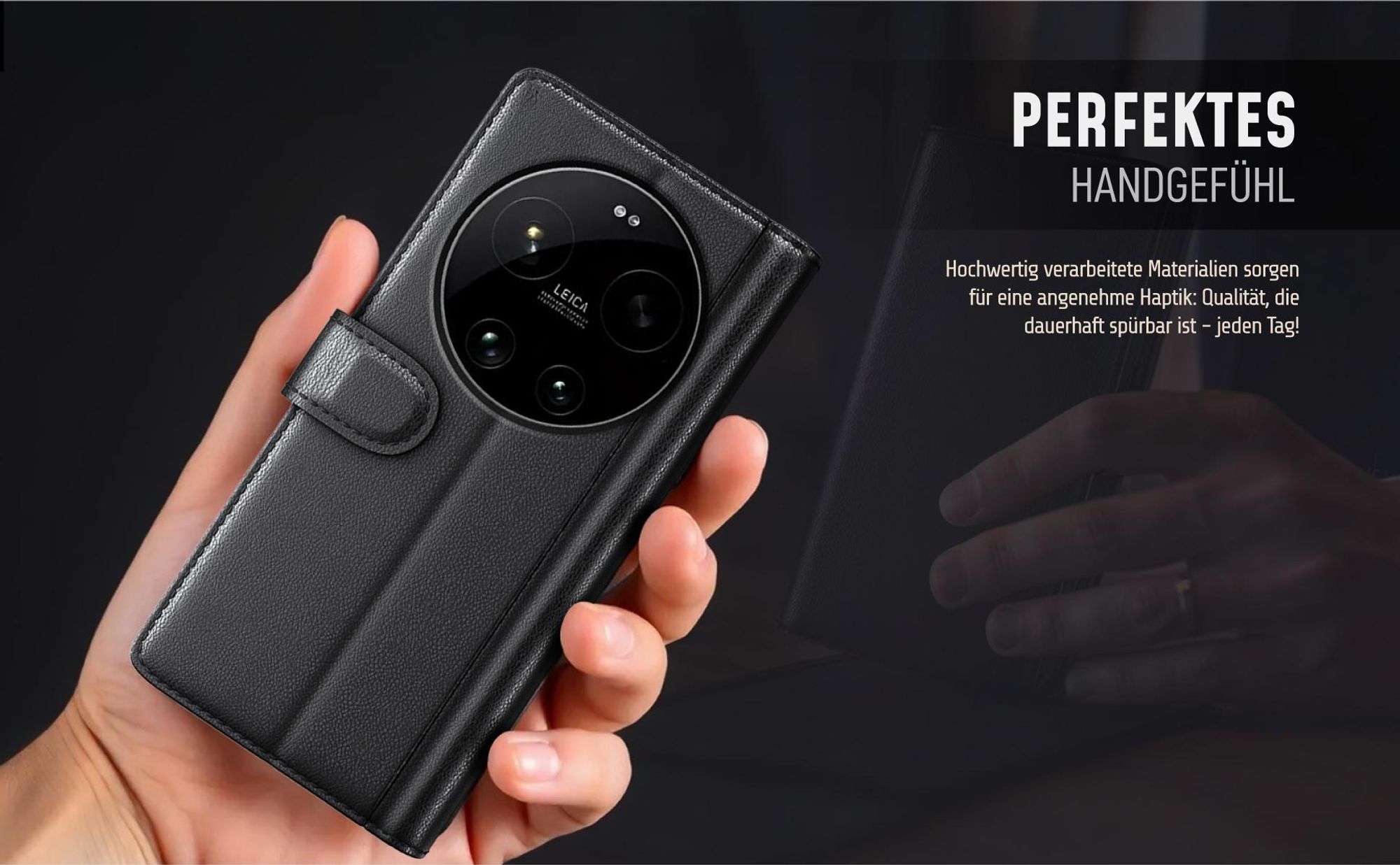 Smartphone Hülle für Xiaomi 17 Ultra aus echtem Leder in hochwertiger Verarbeitung