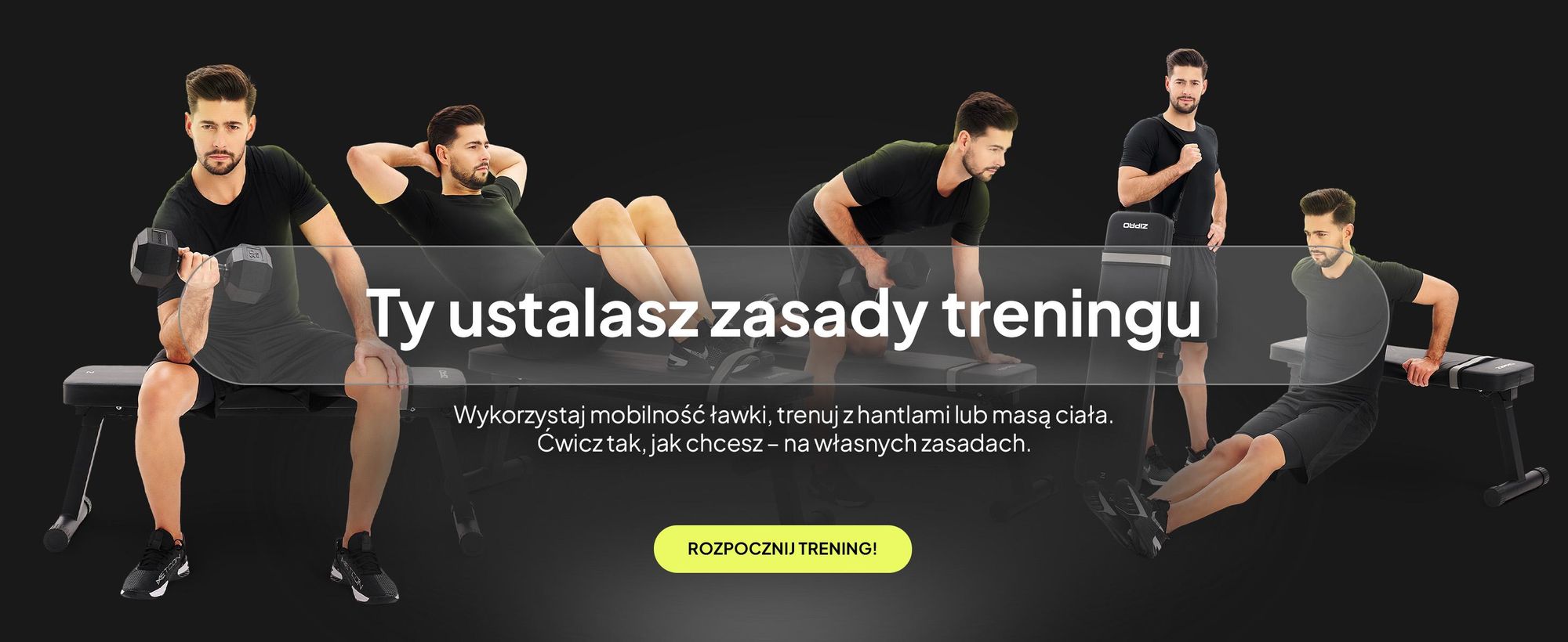 Ławka do ćwiczeń Zipro Flat Plank – składana ławka fitness do użytku domowego, ultrakompaktowa, z uchwytem do przenoszenia, wytrzymałość do 230 kg, ławka treningowa do ćwiczeń z hantlami i biodrami