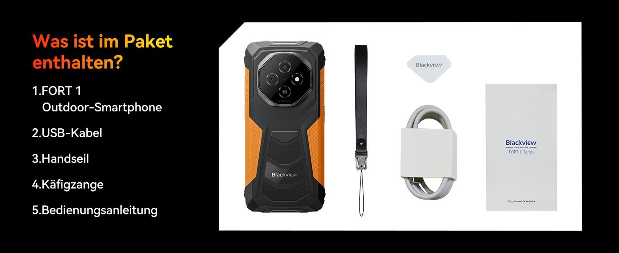 2026 Blackview FORT 1 Outdoor Handy ohne vertrag,12+128GB, 10000mAh,6.56",Android 16,NFC/390g/Dual SIM/Fingerabdruck//IP69K ,90Hz