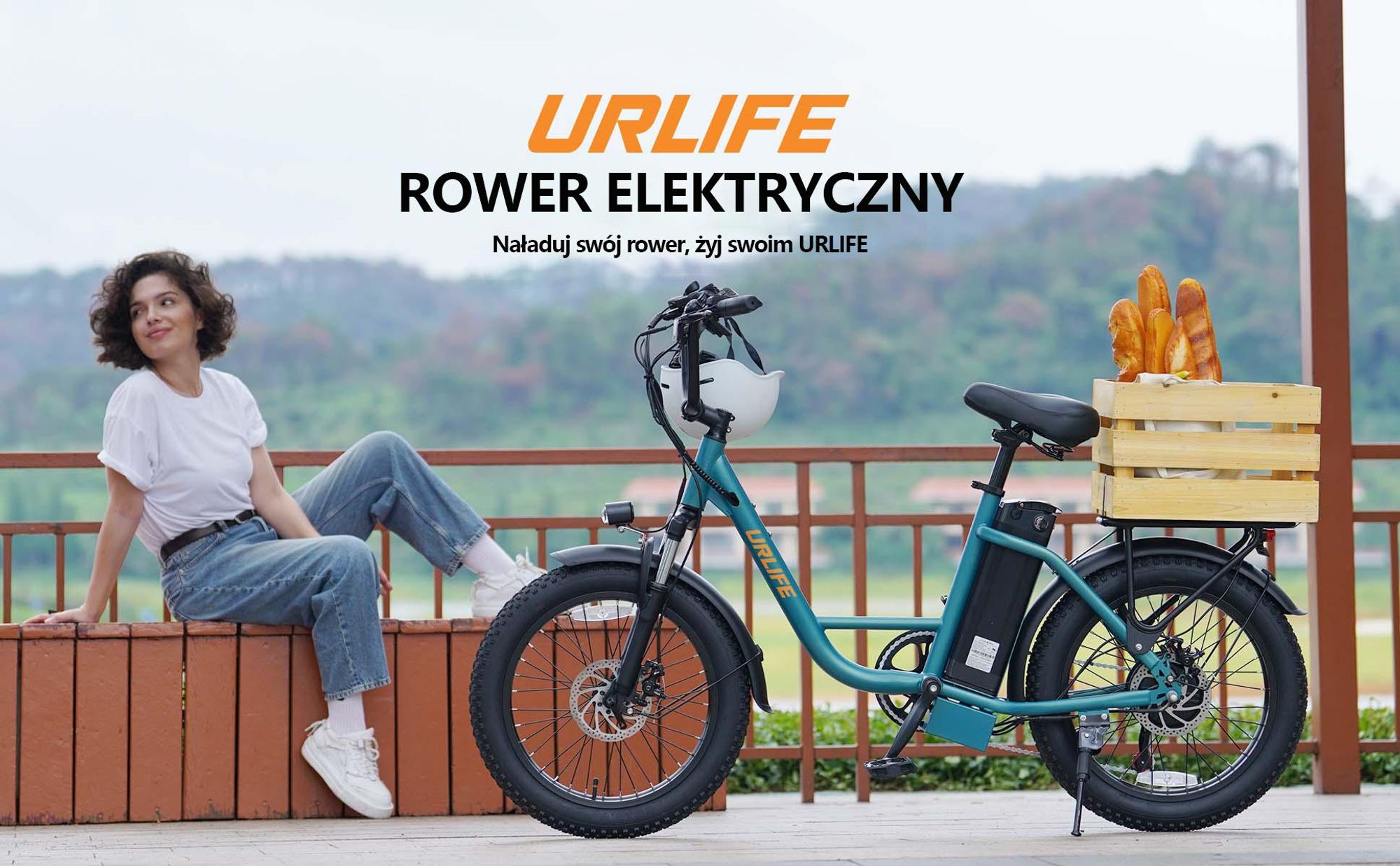 Rower Elektryczny URLIFE E20 - Silnik 250W Bateria 48V 13Ah 20 Calowe koła  Hamulce Tarczowe - Czarny