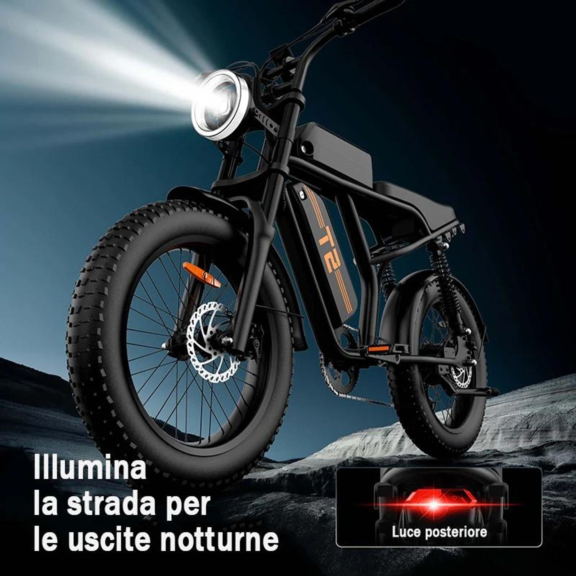 URLIFE T2 E-Bike - Motore 250W Batteria 48V 15.6Ah Freni a disco Trittunterstützung - Nero