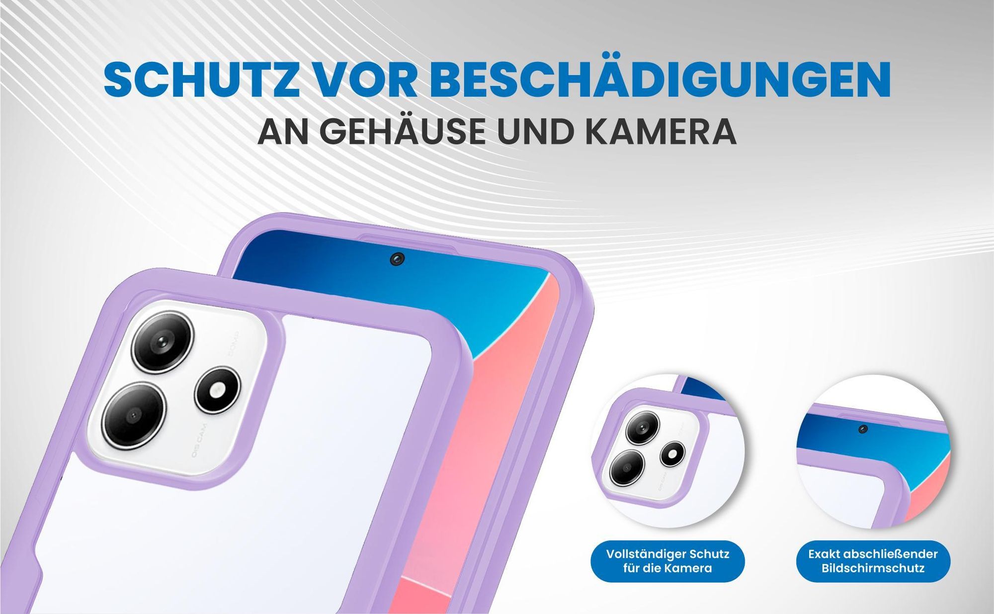 Violette 360 Grad Handyhülle für Xiaomi Redmi Note 14 5G Front und Backcover