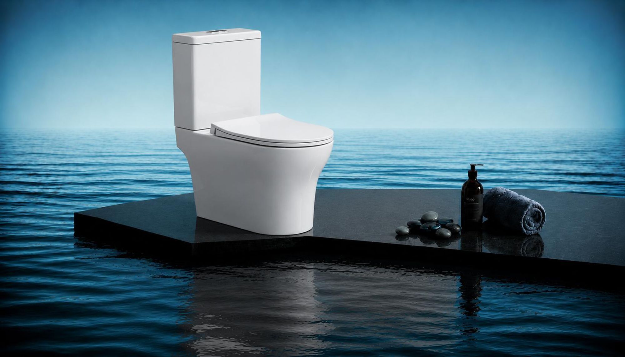 AQUA for you | Stand-WC – Lavita Ecolet 3.0 - WC-Kombination - 66,5x35x83 cm - waagerechter Abgang - Weiß - mit Spülkasten, WC-Sitz, Softclose, Toilette