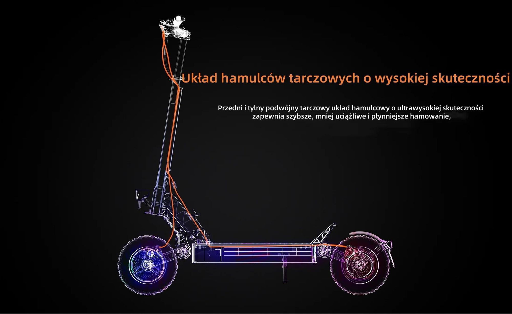 Hulajnoga elektryczna JOYOR S5 PRO z certyfikatem ABE - silnik 500 W, akumulator 48 V26 Ah, zasięg 55 km, hamulec tarczowy - czarny