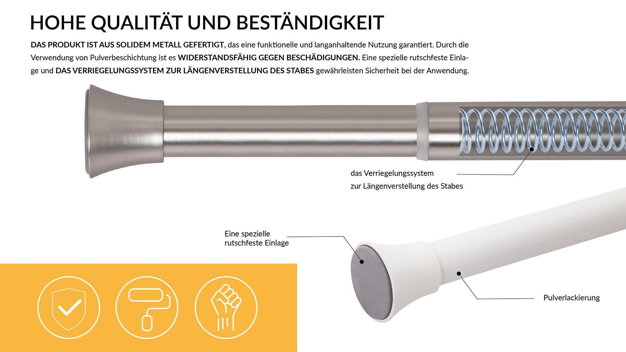 Gardinenstange, MARDOM, Vorhangstange, Metall, Ausziehbar, für Gardinen und Vorhänge