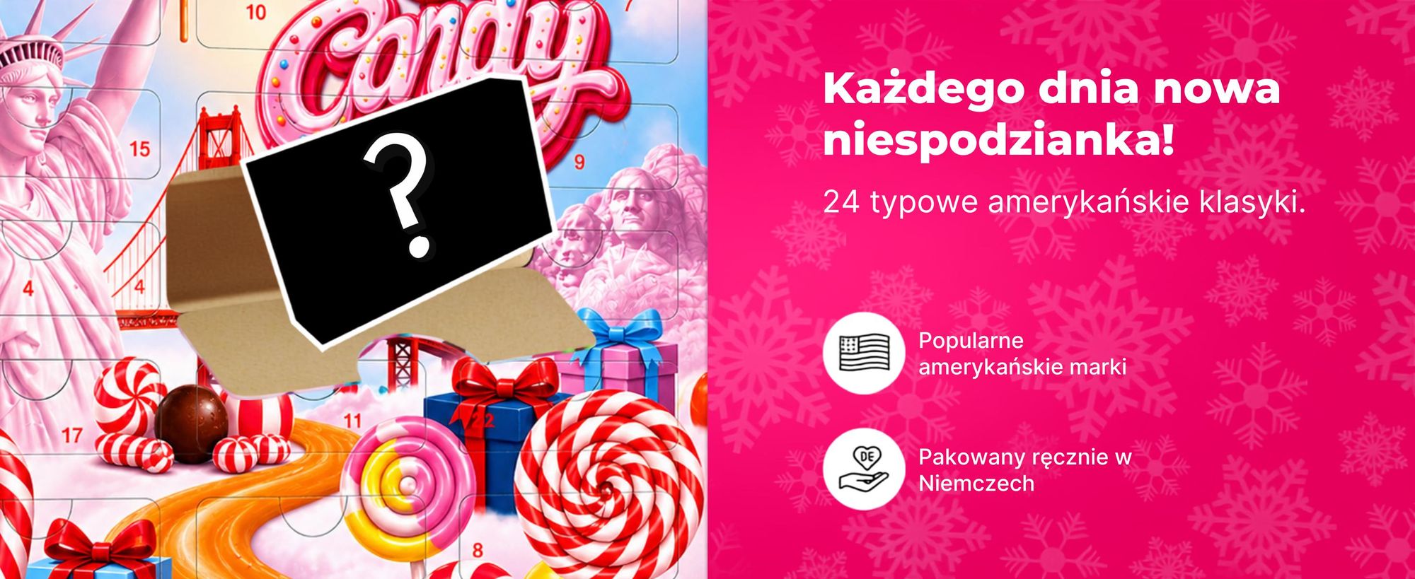 BOXILAND® kalendarz adwentowy US Sweets 2026, 24 amerykańskie słodycze