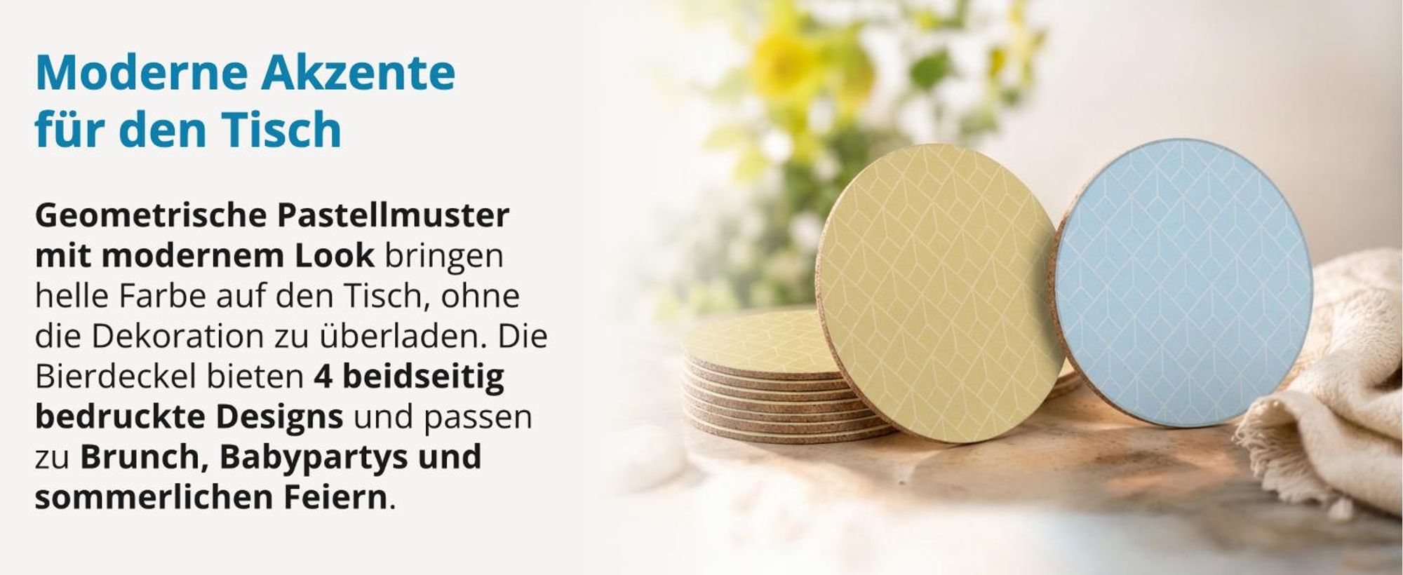 itenga 40x Bierdeckel rund Geometrie Pastell Muster Untersetzer 10,7cm