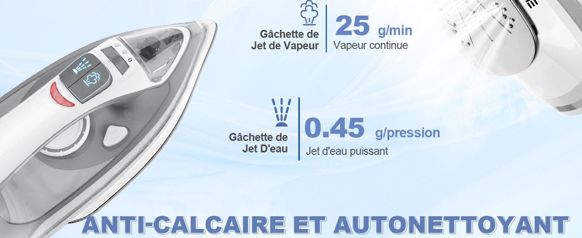 Fer à repasser vapeur YASHE WSD-218, 2300 W, 300 ml, anti-goutte
