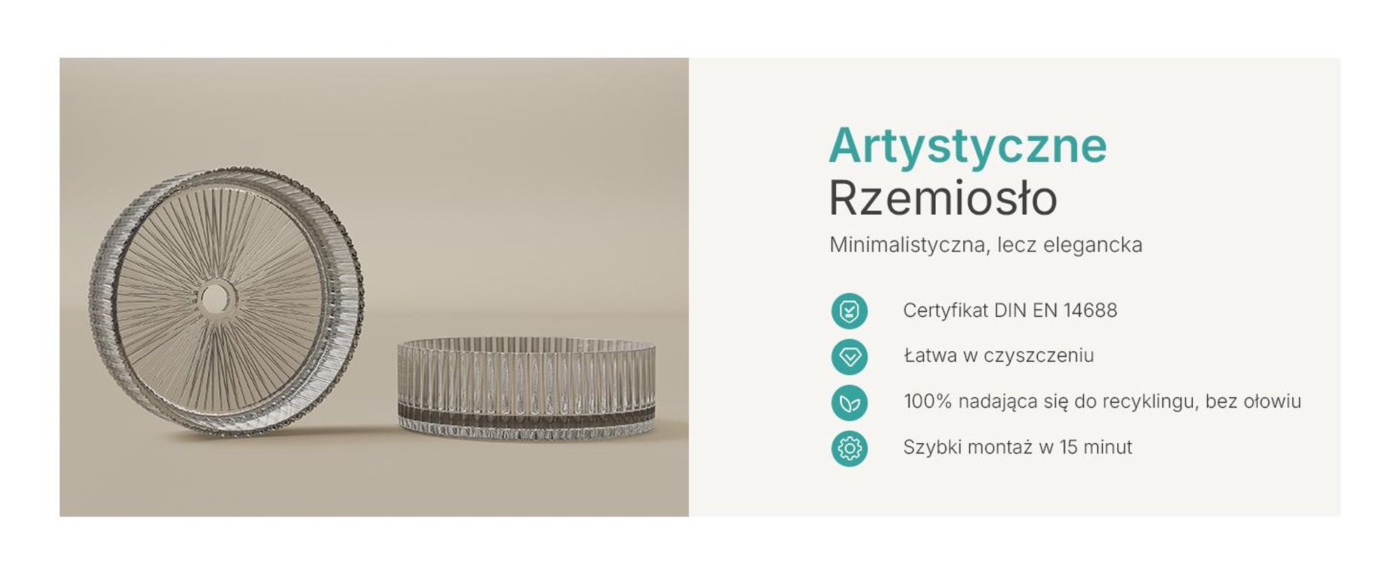 EMKE umywalka nablatowa okrągła 400x400x120mm z hartowanego szkła kryształowego przezroczysta szara galwanizowana, bez otworu na baterię i przelewu, nowoczesny design