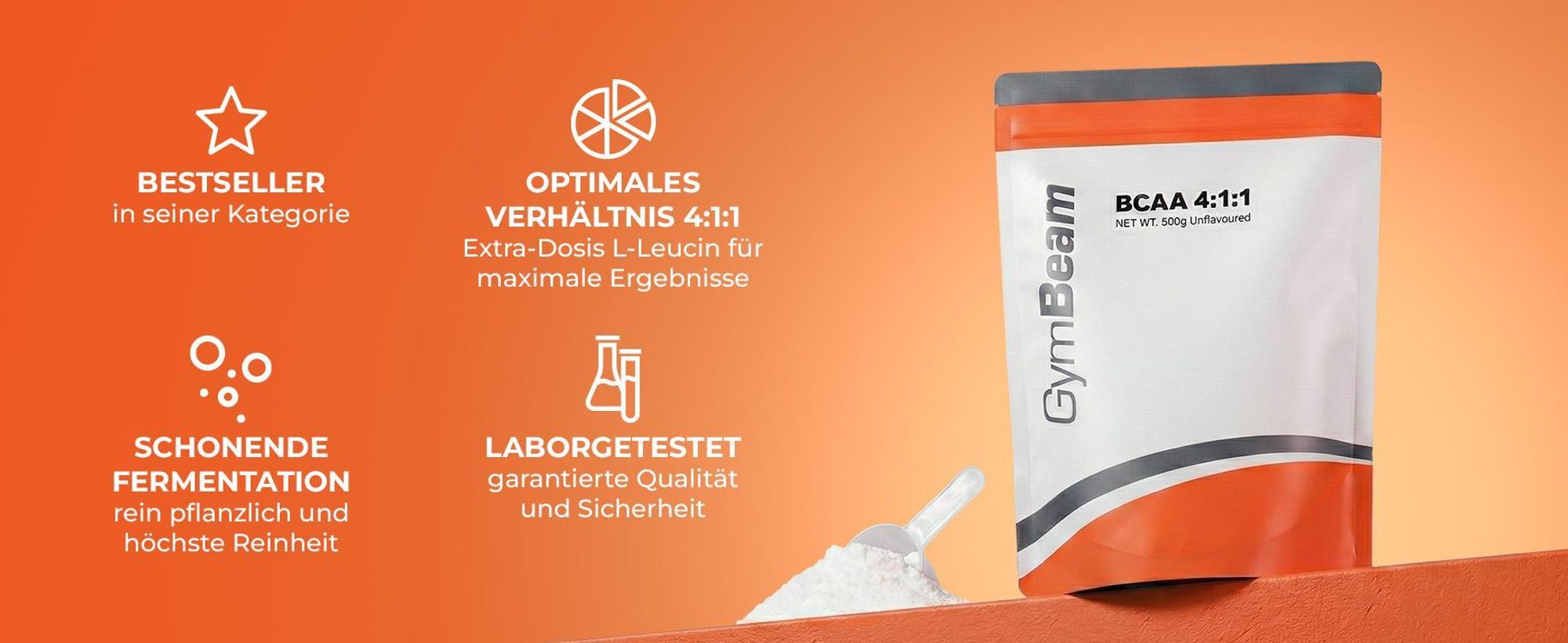 GymBeam - BCAA 4:1:1 Instant, 250 g, grüner Apfel