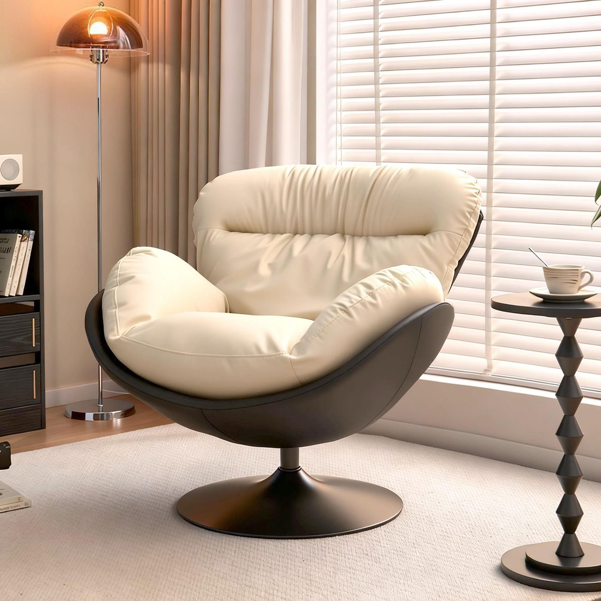 Relaxsessel Höhenverstellbarer 360° Drehsessel Loungesessel mit abnehmbarem Sitz großer TV-Sessel Sessel Metallgestell Wohnzimmer Wohnzimmer bis 170kg