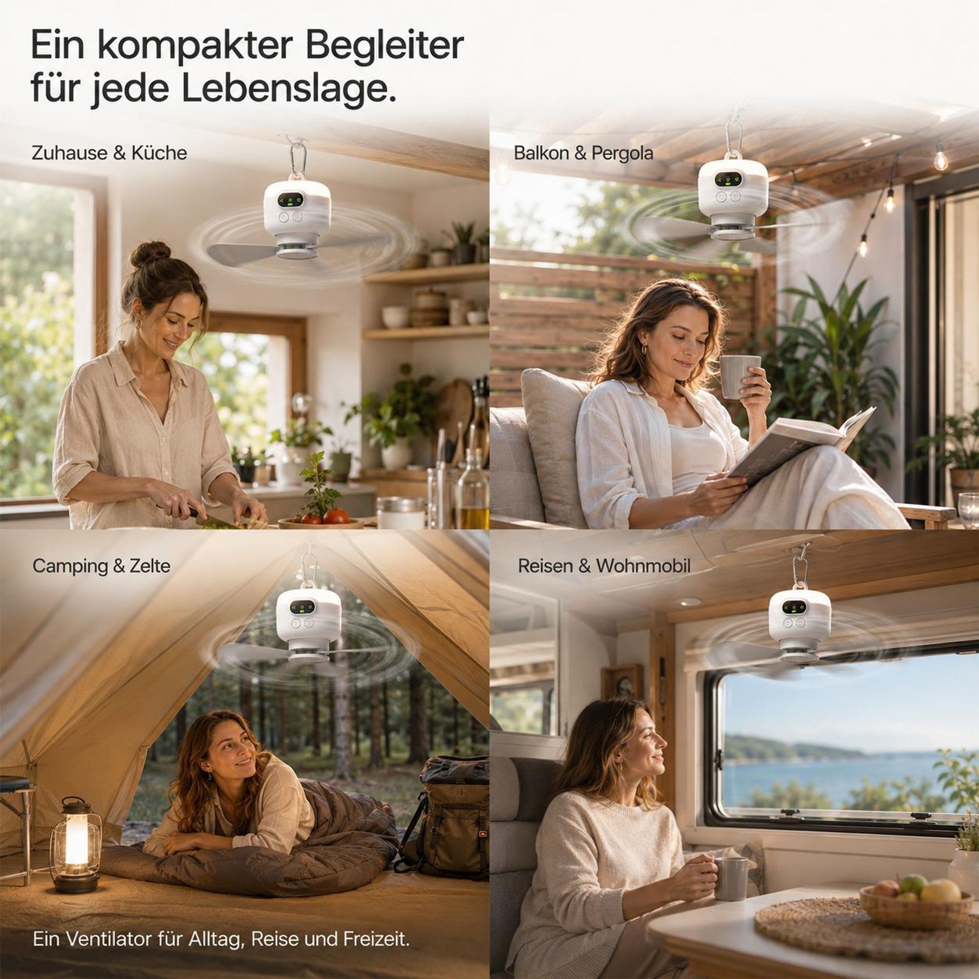 USB Ventilator mit Licht 8000mAh Akku Ventilator Hängender Fernbedienung Timer 4 Stufen Tragbare Camping Ventilator für Pavillon Wohnmobil Garten Zelt