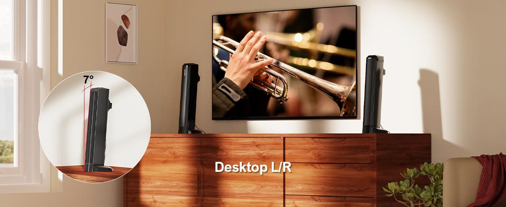 ULTIMEA Soundbar a 2.2 canali per televisori, soundbar 2-in-1 divisibile, Bluetooth® 5.3, 3 modalità EQ e bassi regolabili, ARC/Ottico/Aux, Apollo S40
