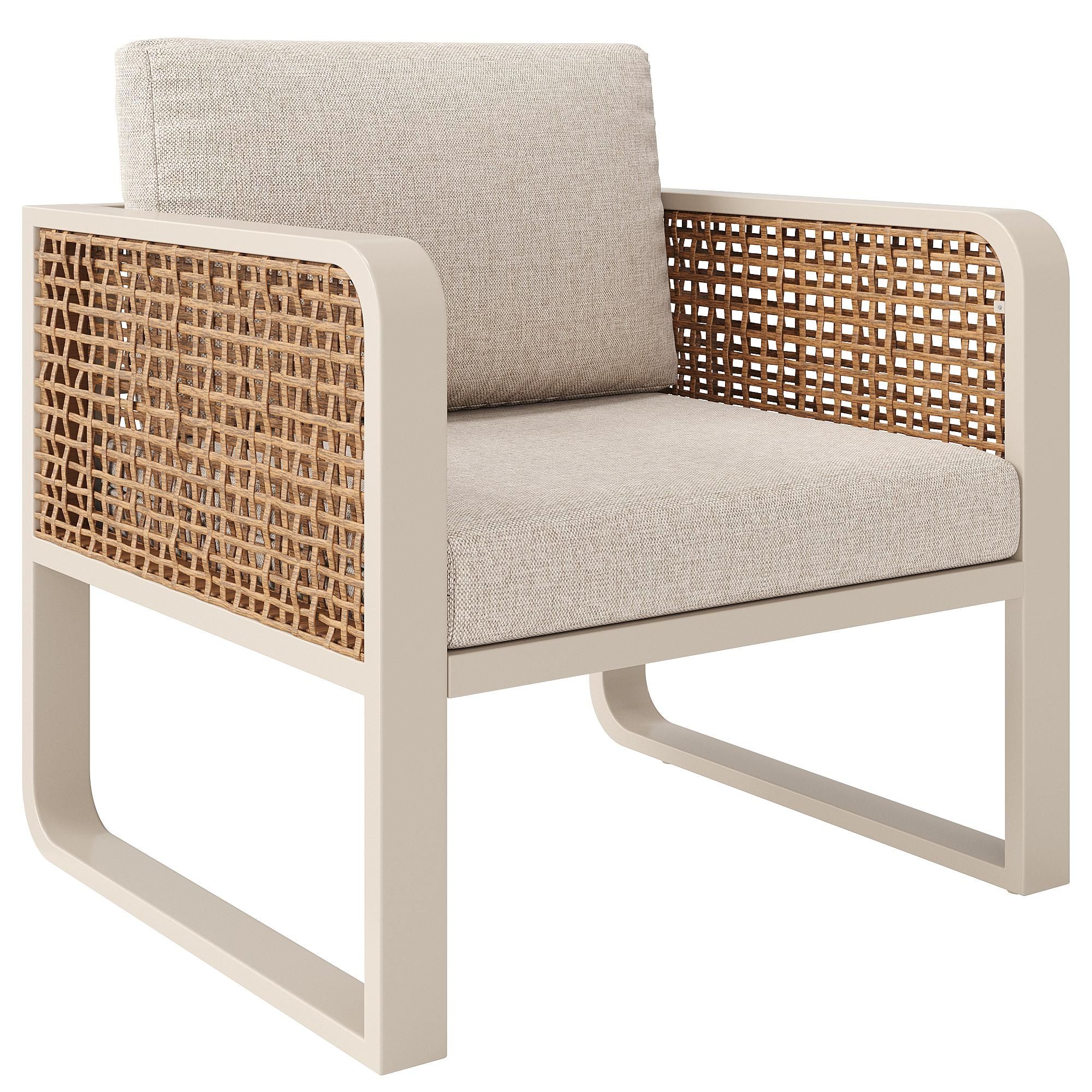Flieks Rattan Gartenloungeset 5-tlg., Gartenmöbelset mit Tisch, Bank, Gartenstuhl und Sofa, Loungegartenmöbelset für 6-7 Personen, Sitzgruppe Beige